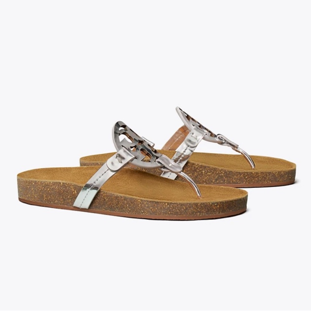 Tory Burch Miller Cloud metallic leather sandals - Picture 3 of 10